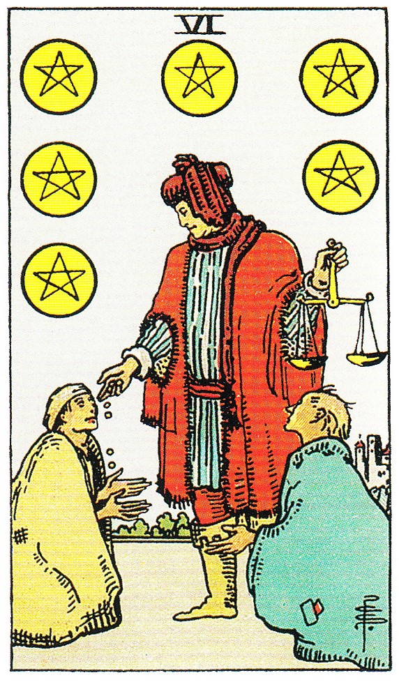Tarot Tageskarte 6 der Münzen - © Königsfurt-Urania Verlag GmbH